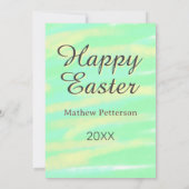 Happy Easter green yellow pastel gray name year  Kaart (Achterkant)