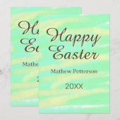 Happy Easter green yellow pastel gray name year  Kaart (Voorkant / Achterkant)