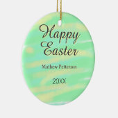 Happy Easter green yellow pastel gray name year  Keramisch Ornament (Rechts)