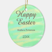 Happy Easter green yellow pastel gray name year  Keramisch Ornament (Links)