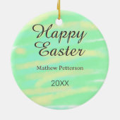 Happy Easter green yellow pastel gray name year  Keramisch Ornament (Achterkant)