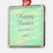 Happy Easter green yellow pastel gray name year  Metalen Ornament (Links)