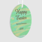 Happy Easter green yellow pastel gray name year  Ornament (voorkant)