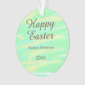 Happy Easter green yellow pastel gray name year  Ornament (voorkant)