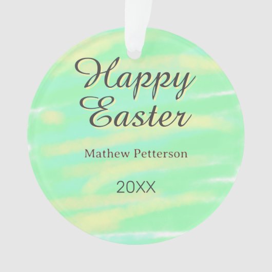 Happy Easter green yellow pastel gray name year  Ornament (voorkant)