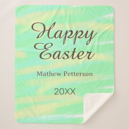 Happy Easter green yellow pastel gray name year  Sherpa Deken