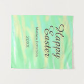Happy Easter green yellow pastel gray name year  Wandkleed (Voorkant (horizontaal))
