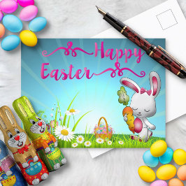 Happy Easter Greeting Bunny Spring Flowers Briefkaart