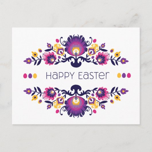 Happy Easter Greetings Folklore Custom Text Briefkaart (Voorkant)