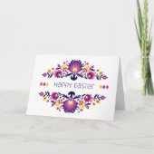 Happy Easter Greetings Folklore Custom Text Kaart (Voorkant)