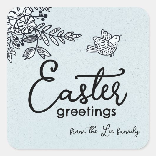 Happy Easter Greetings Personalized Springtime Squ Vierkante Sticker (Voorkant)