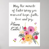 Happy easter greetings poster met lentesbloemen (Voorkant)