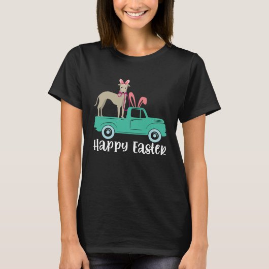 Happy Easter Greyhound Bunny Riding Truck Boys Tod T-shirt (Voorkant)