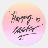 Happy easter hand lettering  ronde sticker (Voorkant)