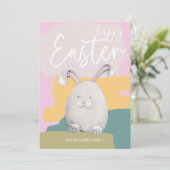 Happy Easter Happy Bunny Waterverf Holiday Kaart (Staand voorkant)