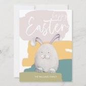 Happy Easter Happy Bunny Waterverf Holiday Kaart (Voorkant)