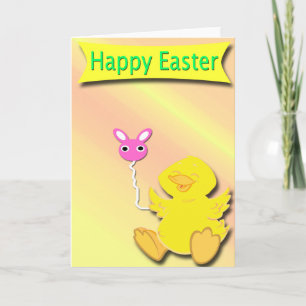 Happy Easter Happy Duck Kaart met Bunny Balloon