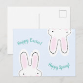 Happy Easter Happy Spring blue leuke bunny grappig Briefkaart (Voorkant / Achterkant)