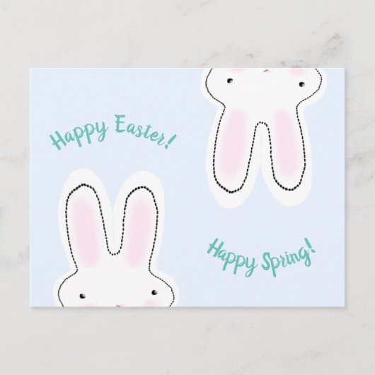 Happy Easter Happy Spring blue leuke bunny grappig Briefkaart (Voorkant)