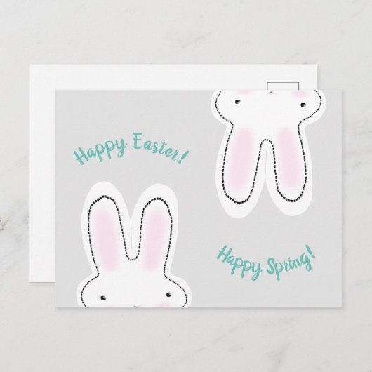 Happy Easter Happy Spring gray grappig grappig Briefkaart (Voorkant / Achterkant)