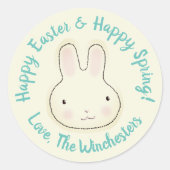Happy Easter Happy Spring pastel schattig konijntj Ronde Sticker (Voorkant)
