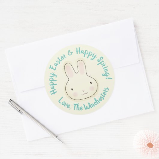 Happy Easter Happy Spring pastel schattig konijntj Ronde Sticker (Envelop)