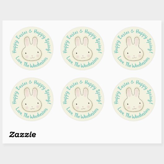 Happy Easter Happy Spring pastel schattig konijntj Ronde Sticker (Vel)