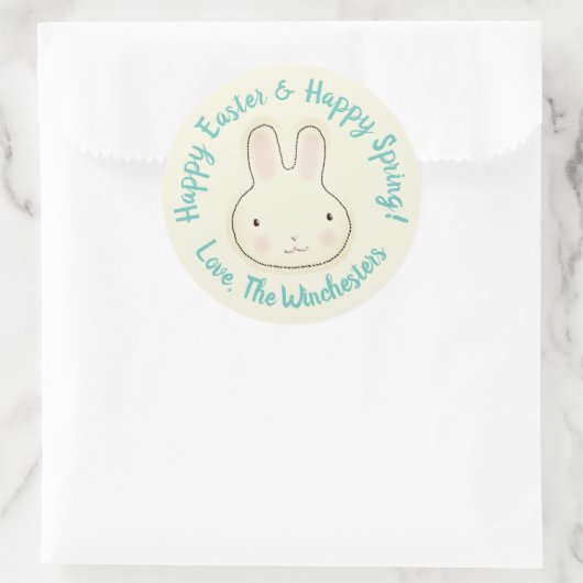 Happy Easter Happy Spring pastel schattig konijntj Ronde Sticker (Tas)