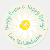 Happy Easter Happy Spring schattig aangepast daist Ronde Sticker (Voorkant)