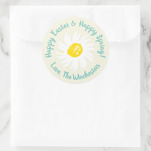 Happy Easter Happy Spring schattig aangepast daist Ronde Sticker (Tas)