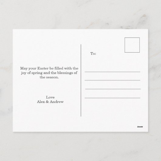 Happy Easter Happy Spring Sky Blue Floral Wreate Feestdagenkaart (Achterkant)