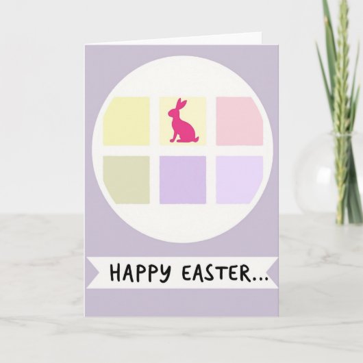 Happy Easter Hare Pastel Art Card Kaart (Voorkant)