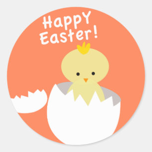 Happy Easter Hatching Chick Ronde Sticker