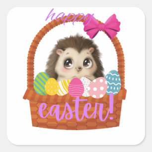 Happy Easter Hedegel-Sticker Vierkante Sticker