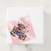 Happy Easter Highland Koe Blue Checkered Bedankjes Labels (In situ)