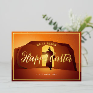 Happy Easter   Hij is een Wenskaart Folie Feestdagenkaart