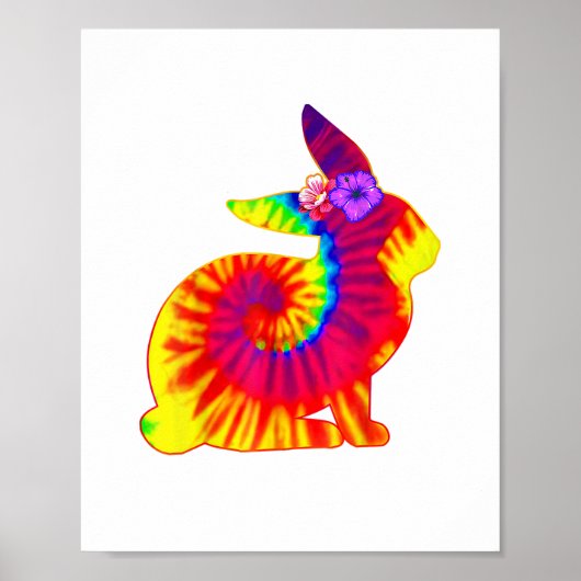 Happy Easter Hippie Bunny Rabbit Tie Dye Poster (Voorkant)