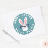 Happy Easter | Hipster Easter Bunny Ronde Sticker (Envelop)