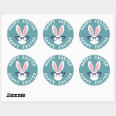 Happy Easter | Hipster Easter Bunny Ronde Sticker (Vel)