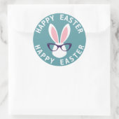 Happy Easter | Hipster Easter Bunny Ronde Sticker (Tas)