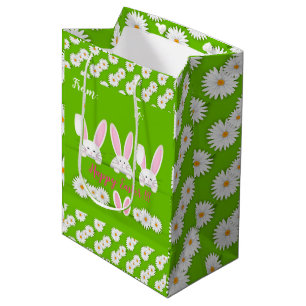 Happy Easter Holiday Bunny Floral Medium Cadeauzakje