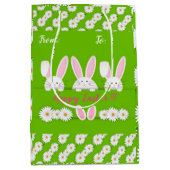 Happy Easter Holiday Bunny Floral Medium Cadeauzakje (Voorkant)
