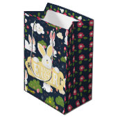 Happy Easter Holiday Bunny Floral Medium Cadeauzakje (Voorkant Gekanteld)