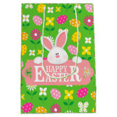 Happy Easter Holiday Bunny Floral Medium Cadeauzakje (Achterkant)