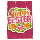 Happy Easter Holiday Bunny Floral Medium Cadeauzakje (Achterkant)
