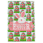 Happy Easter Holiday Bunny Floral Medium Cadeauzakje (Voorkant)