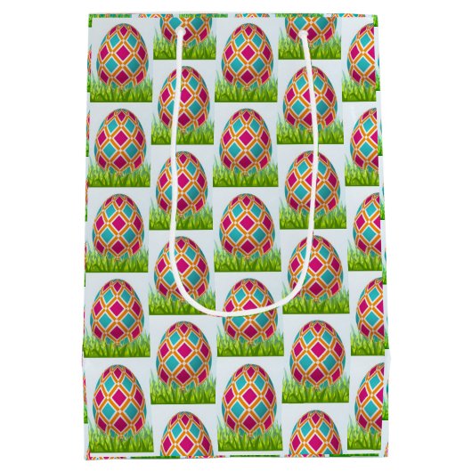 Happy Easter Holiday Bunny Floral Medium Cadeauzakje (Achterkant)