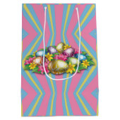 Happy Easter Holiday Bunny Floral Medium Cadeauzakje (Achterkant)