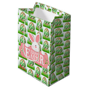 Happy Easter Holiday Bunny Floral Medium Cadeauzakje