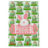 Happy Easter Holiday Bunny Floral Medium Cadeauzakje (Voorkant)